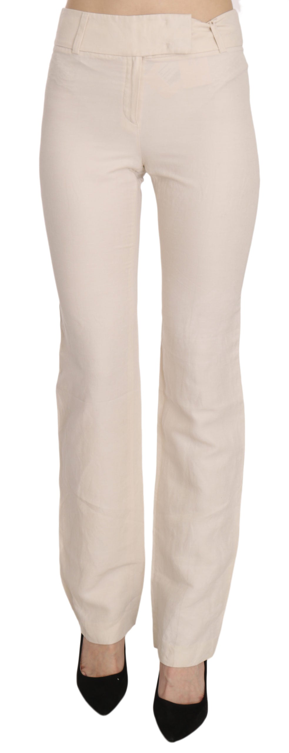 Elevated White High Waist Flared Trousers