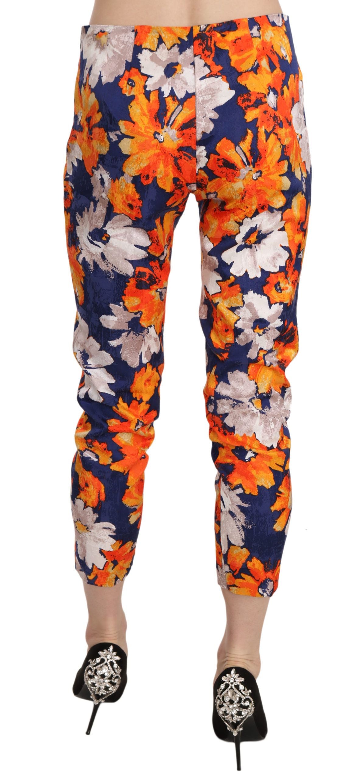 Floral Print Skinny Mid-Waist Pants