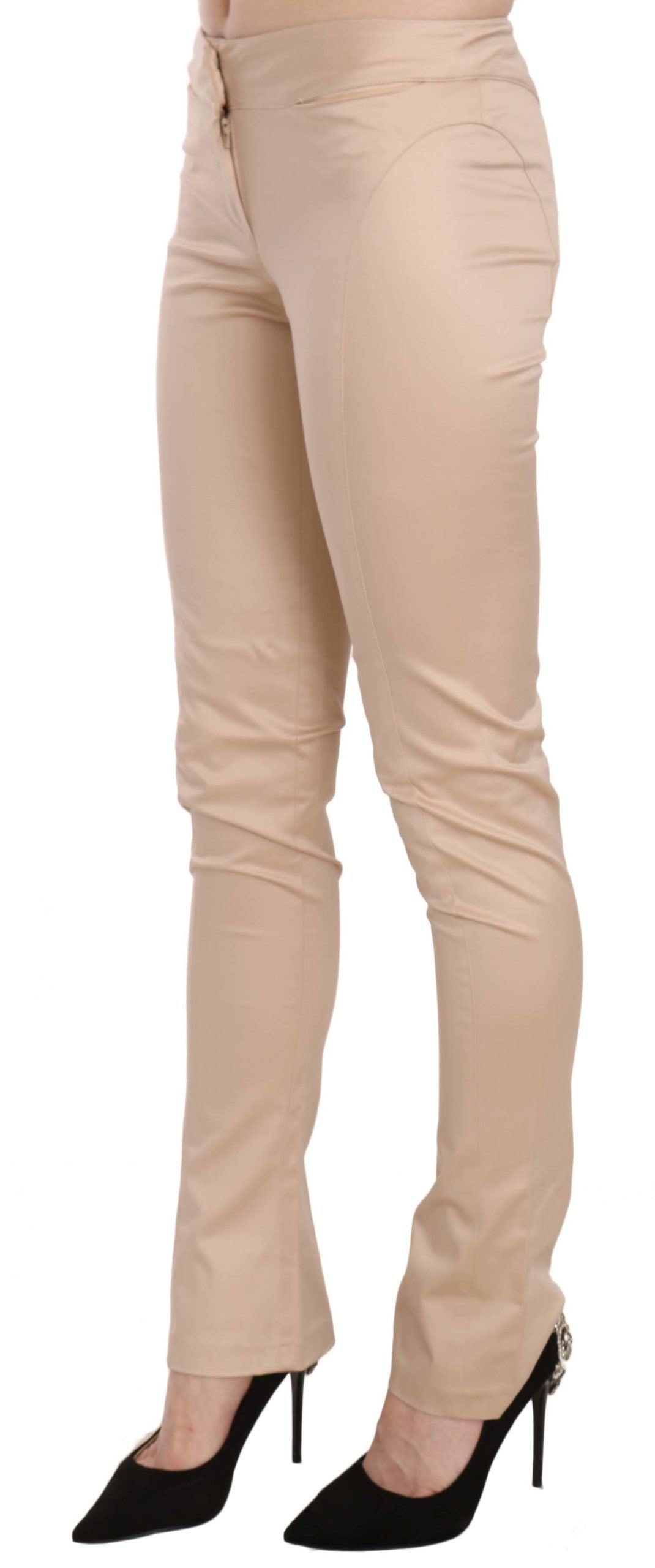 Pantalones pitillo elegantes de talle bajo en color crema