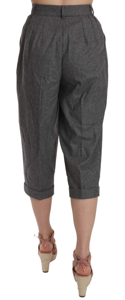 Elegante pantalón plisado de lana y cachemira gris