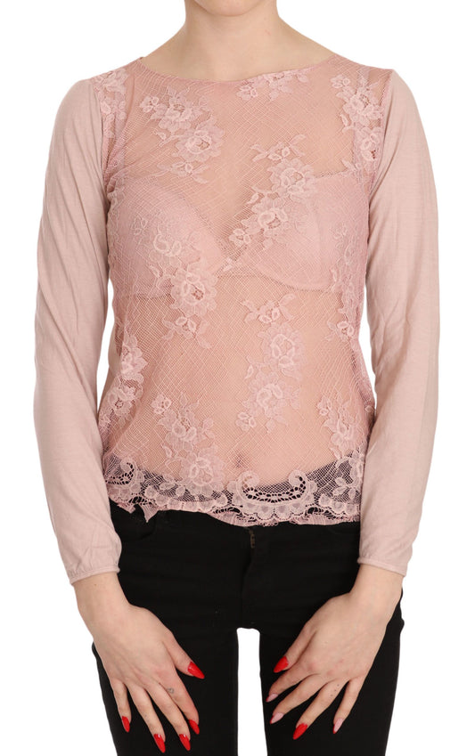 Blusa elegante de algodón transparente en color rosa