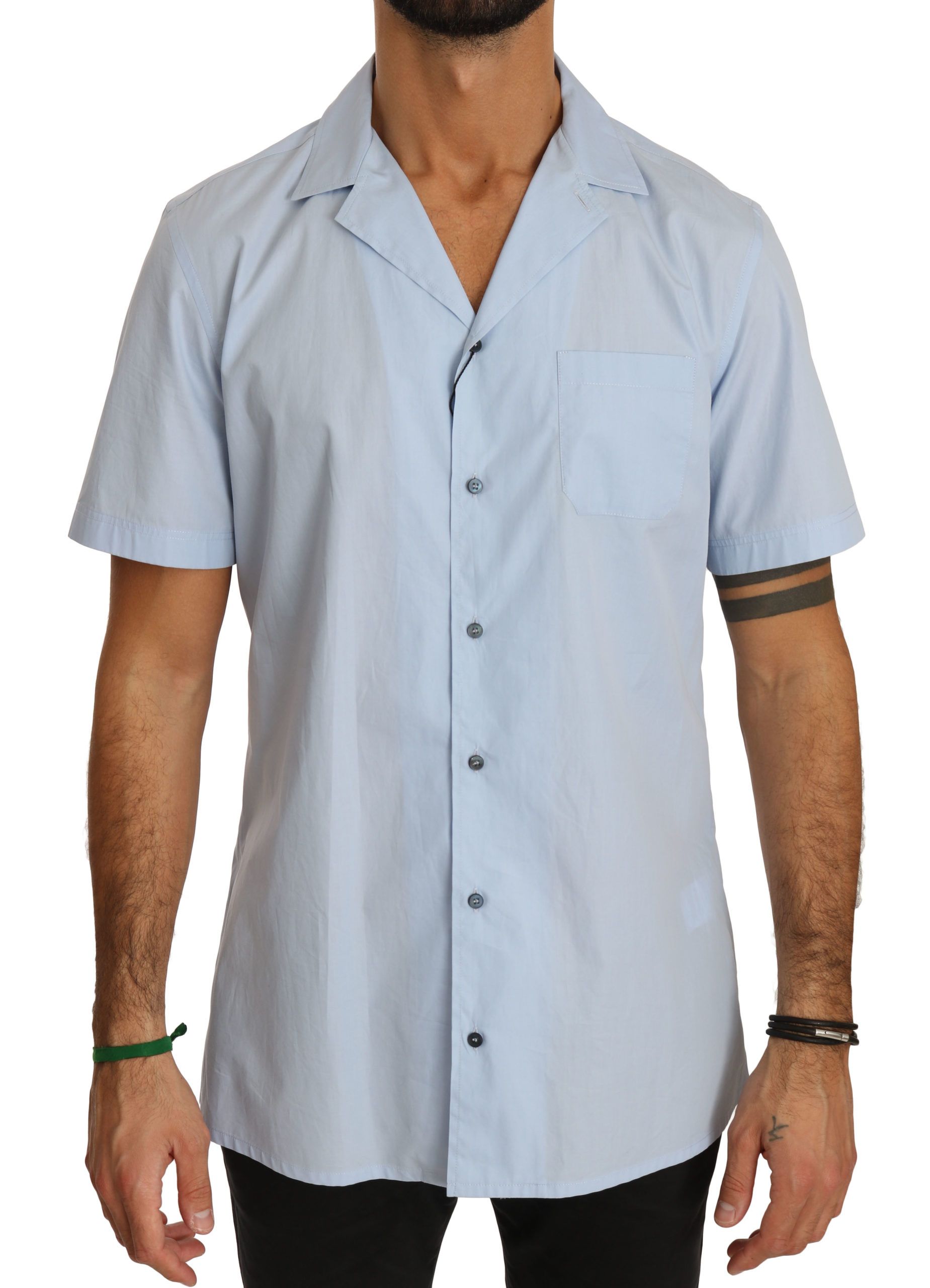 Camisa casual elegante de algodón azul