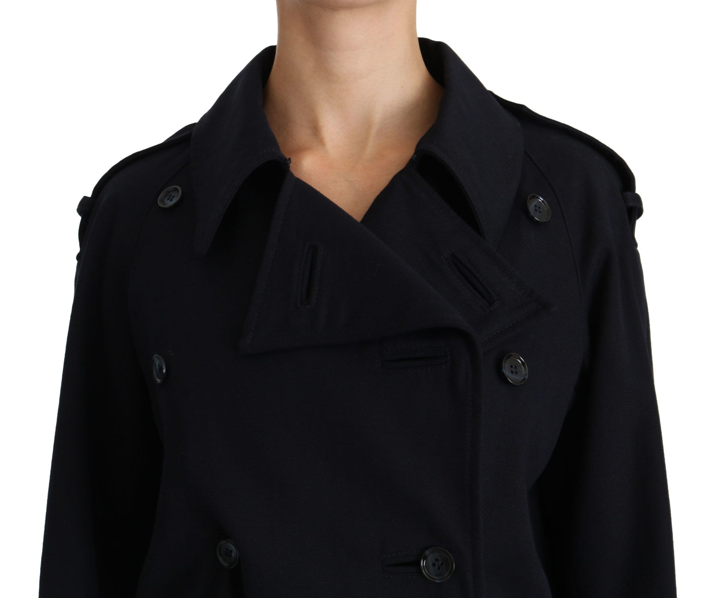 Elegante blaue Jacke mit Polka Dot-Futter