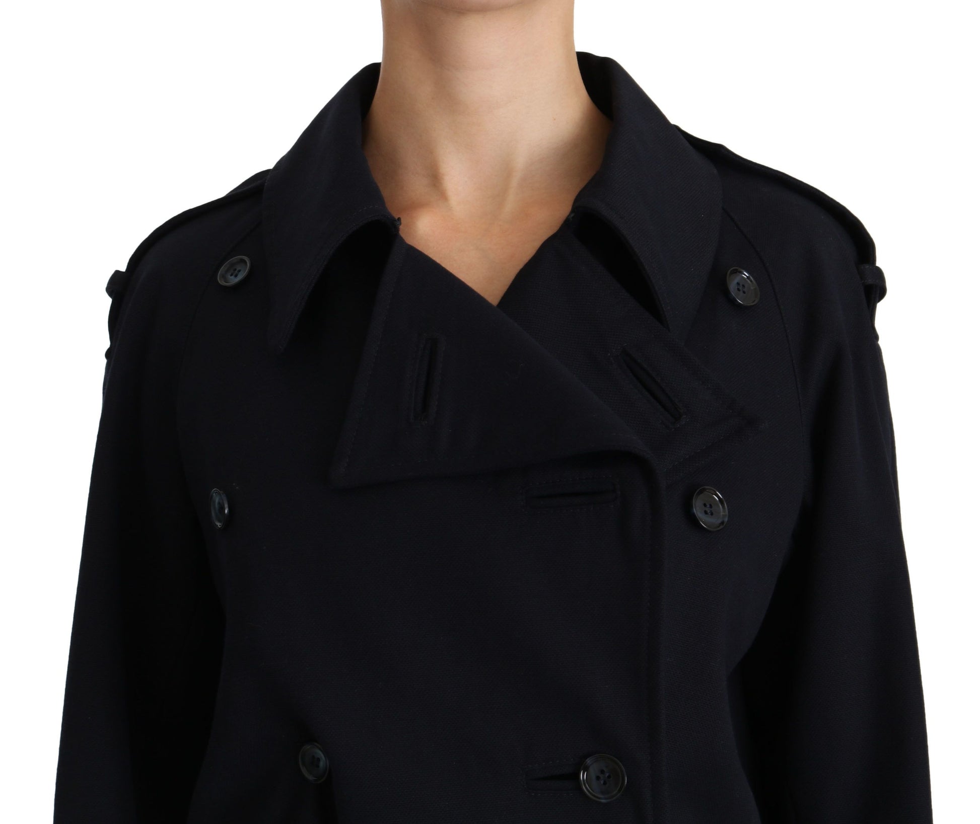 Elegante blaue Jacke mit Polka Dot-Futter