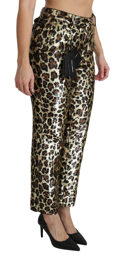 Schicke Hose mit Leoparden-Pailletten und hoher Taille