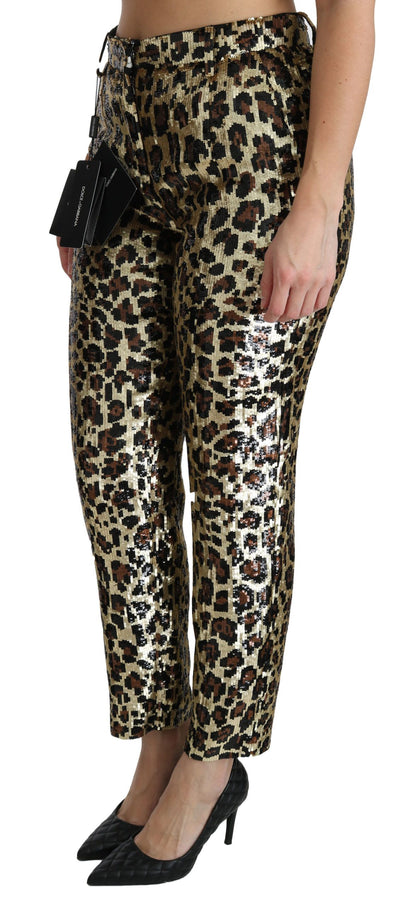 Schicke Hose mit Leoparden-Pailletten und hoher Taille