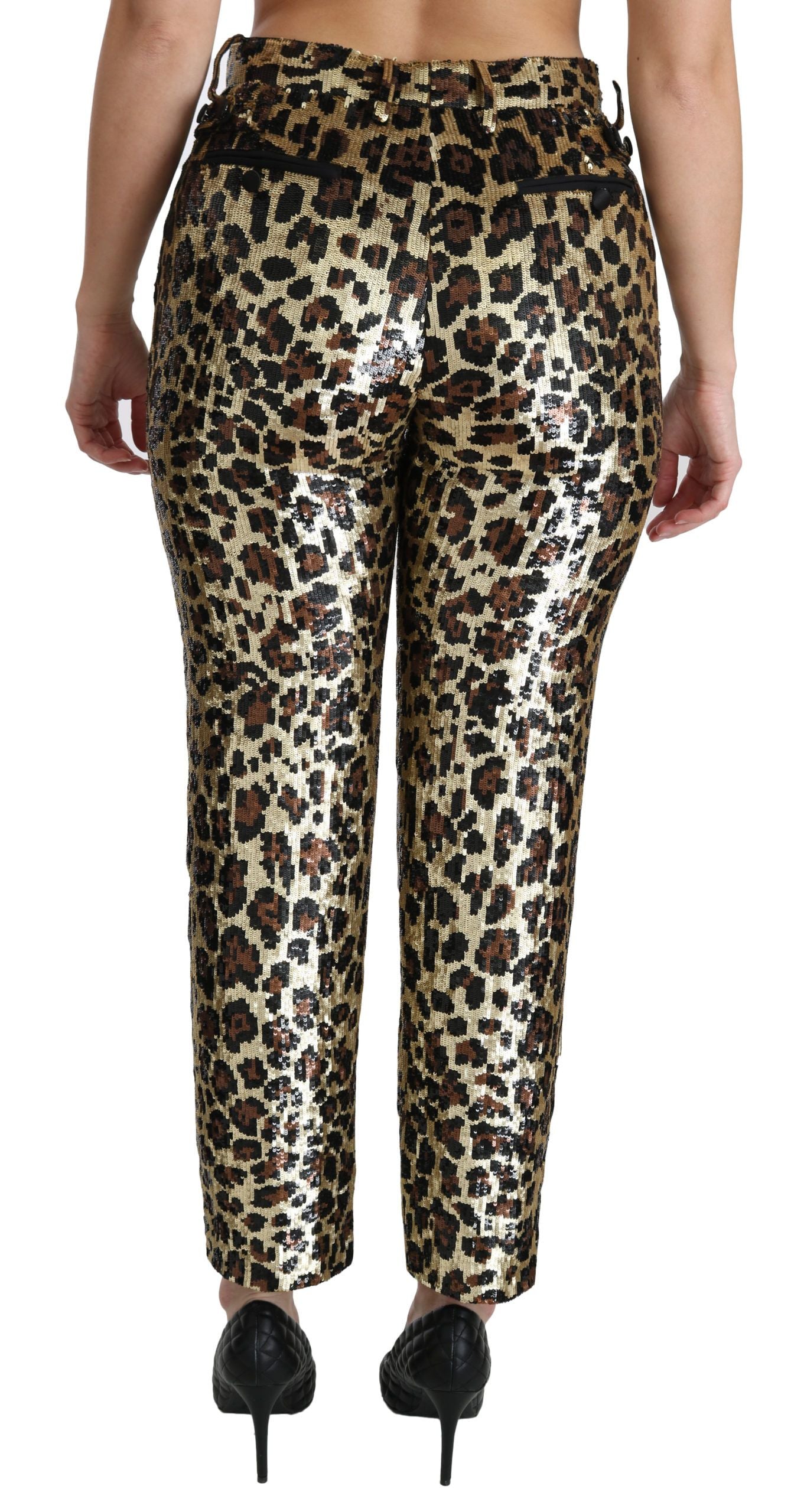 Schicke Hose mit Leoparden-Pailletten und hoher Taille