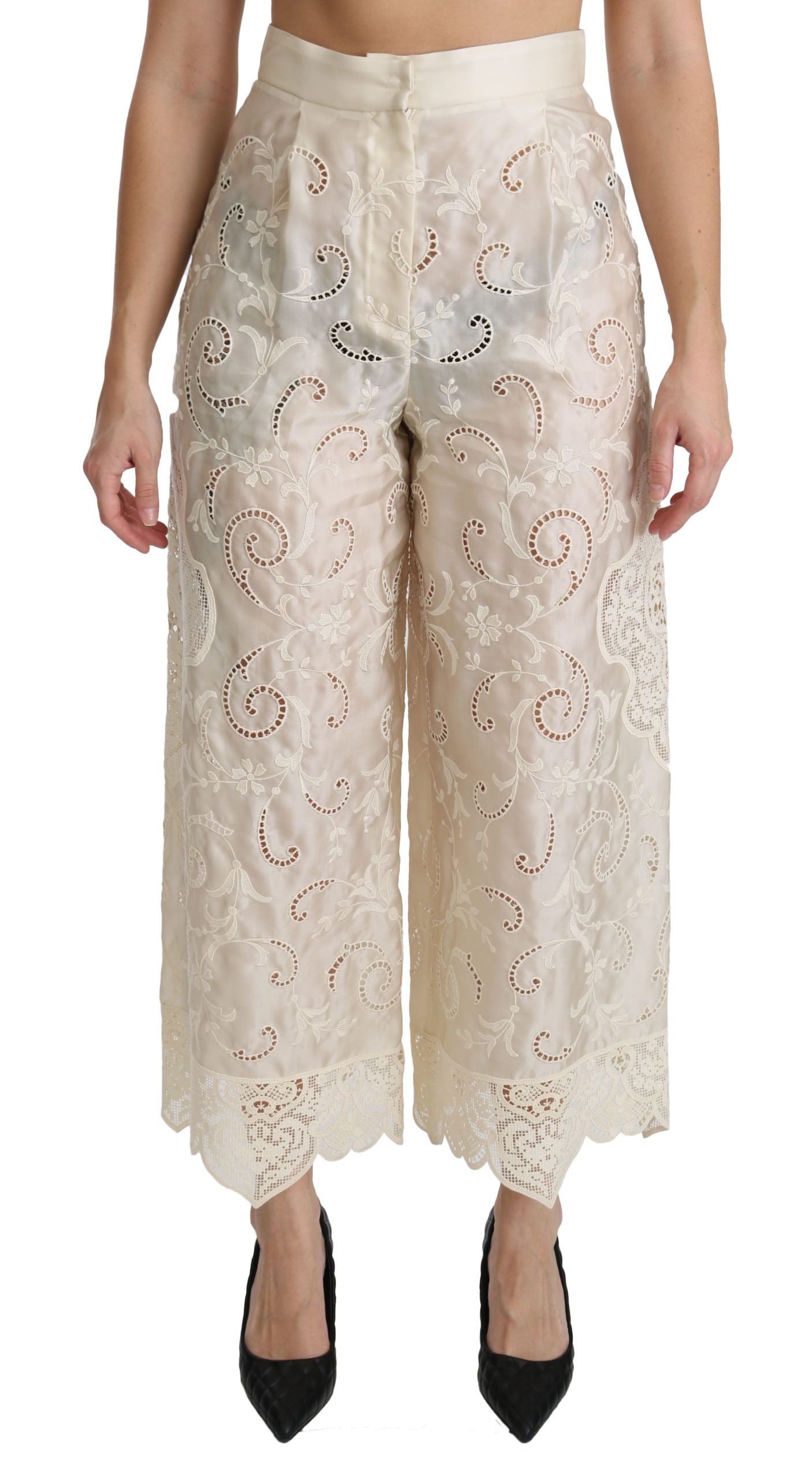 Pantalones palazzo elegantes de talle alto y corte cropped