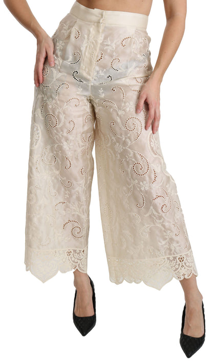 Pantalones palazzo elegantes de talle alto y corte cropped