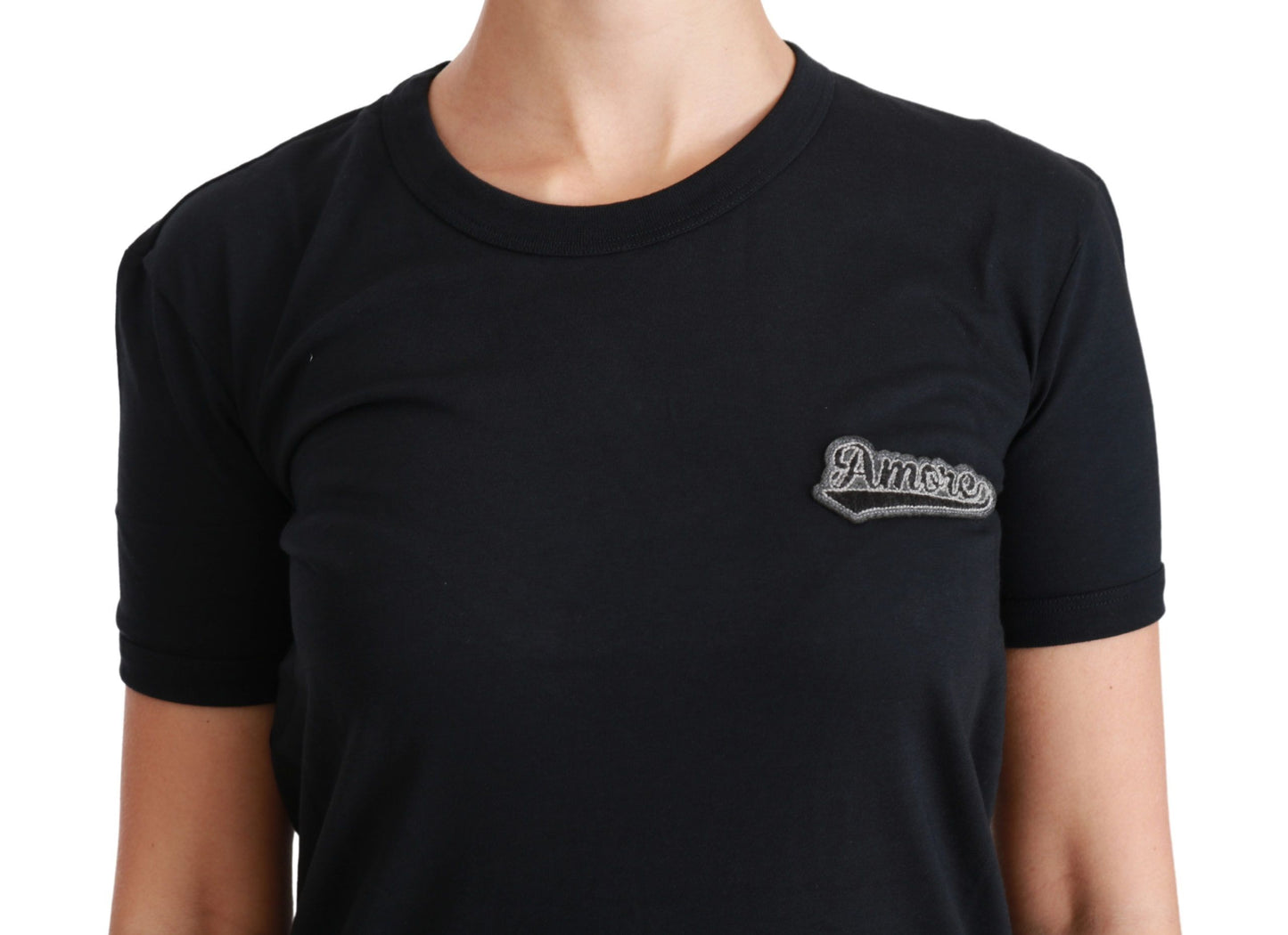 Elegantes blaues Amore-T-Shirt mit Rundhalsausschnitt