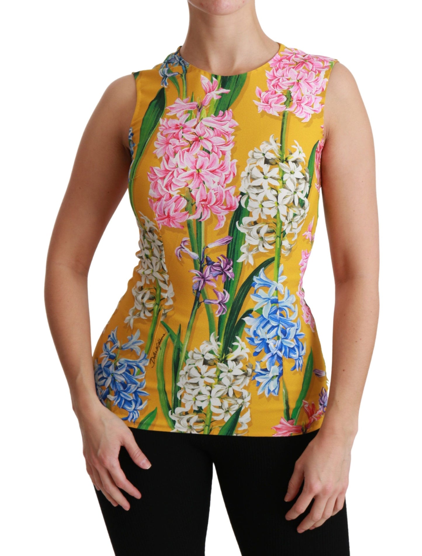 Ärmellose Bluse mit Rundhalsausschnitt und Blumenmuster „Sunshine“