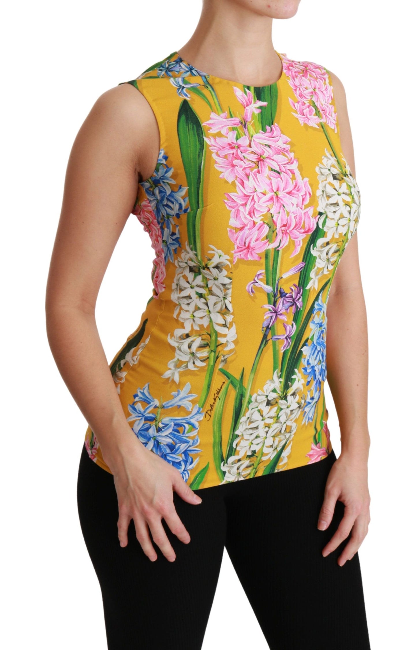 Ärmellose Bluse mit Rundhalsausschnitt und Blumenmuster „Sunshine“