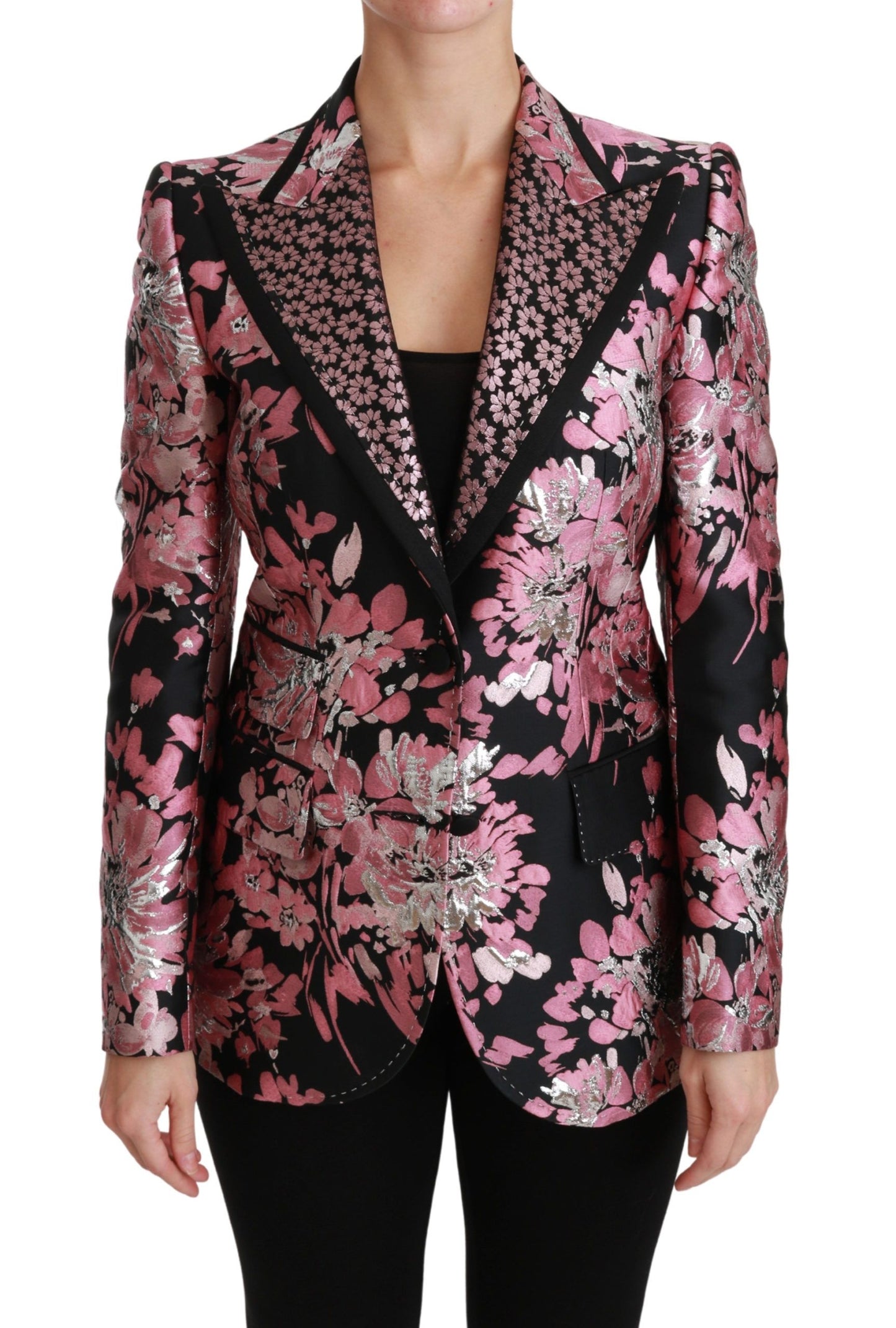 Eleganter Jacquard-Blazer mit Blumenmuster