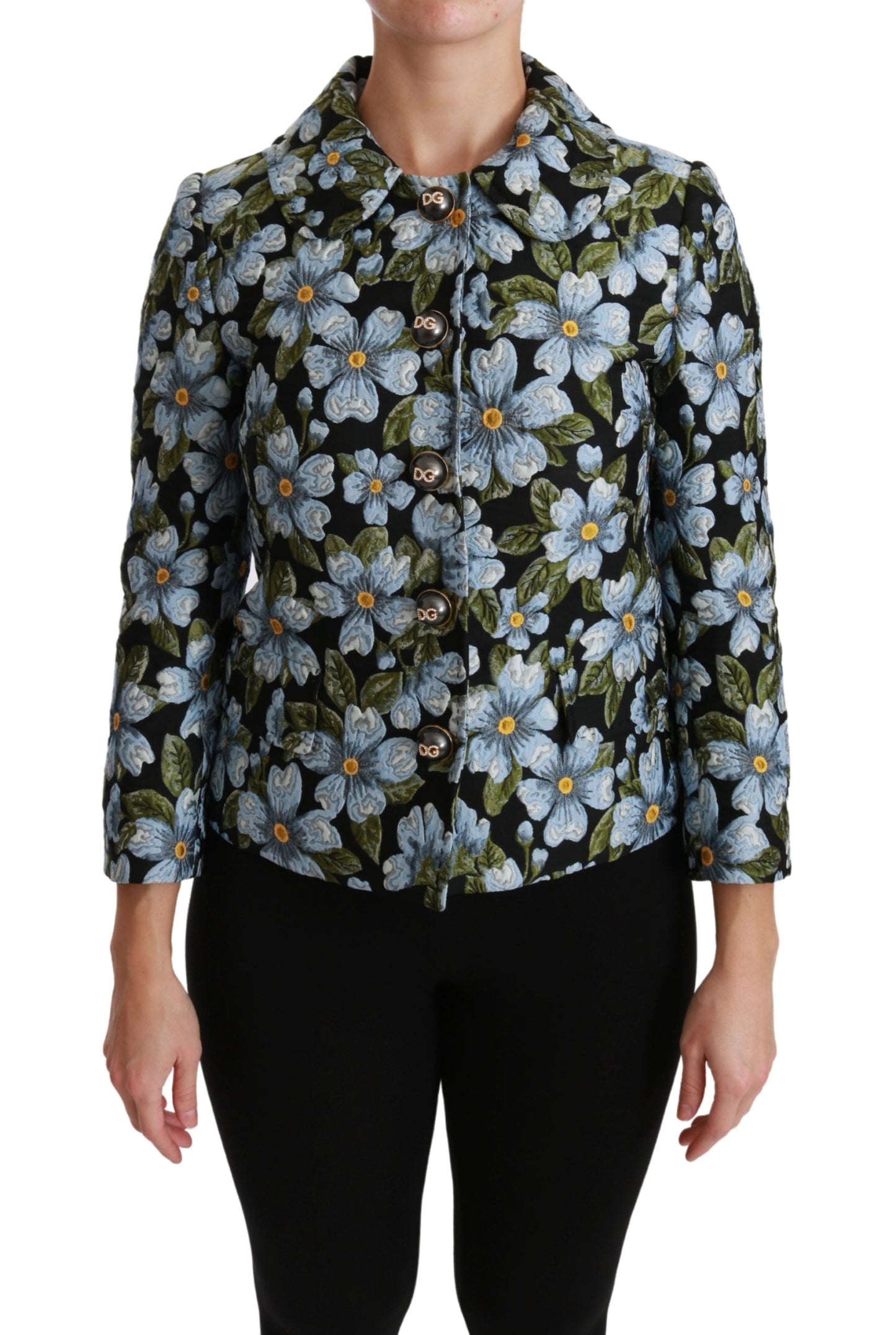 Chaqueta blazer elegante con brocado floral