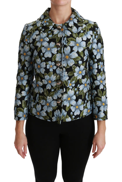 Chaqueta blazer elegante con brocado floral