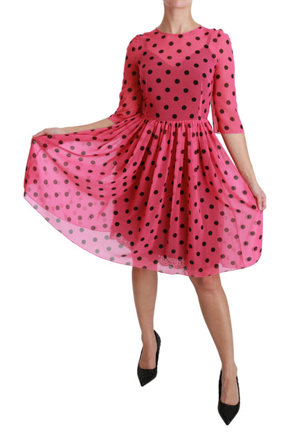 Elegant Polka Dot A-Line Knee Length Dress