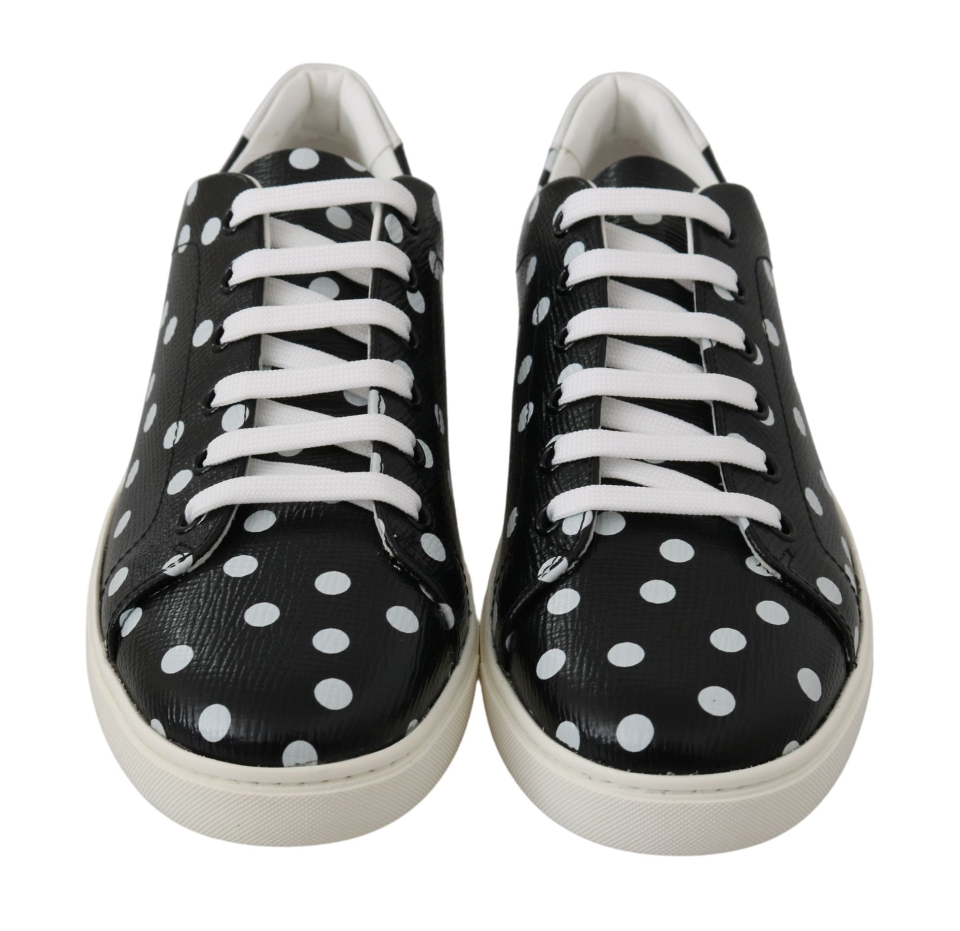 Black Polka Dotted Leather Sneakers