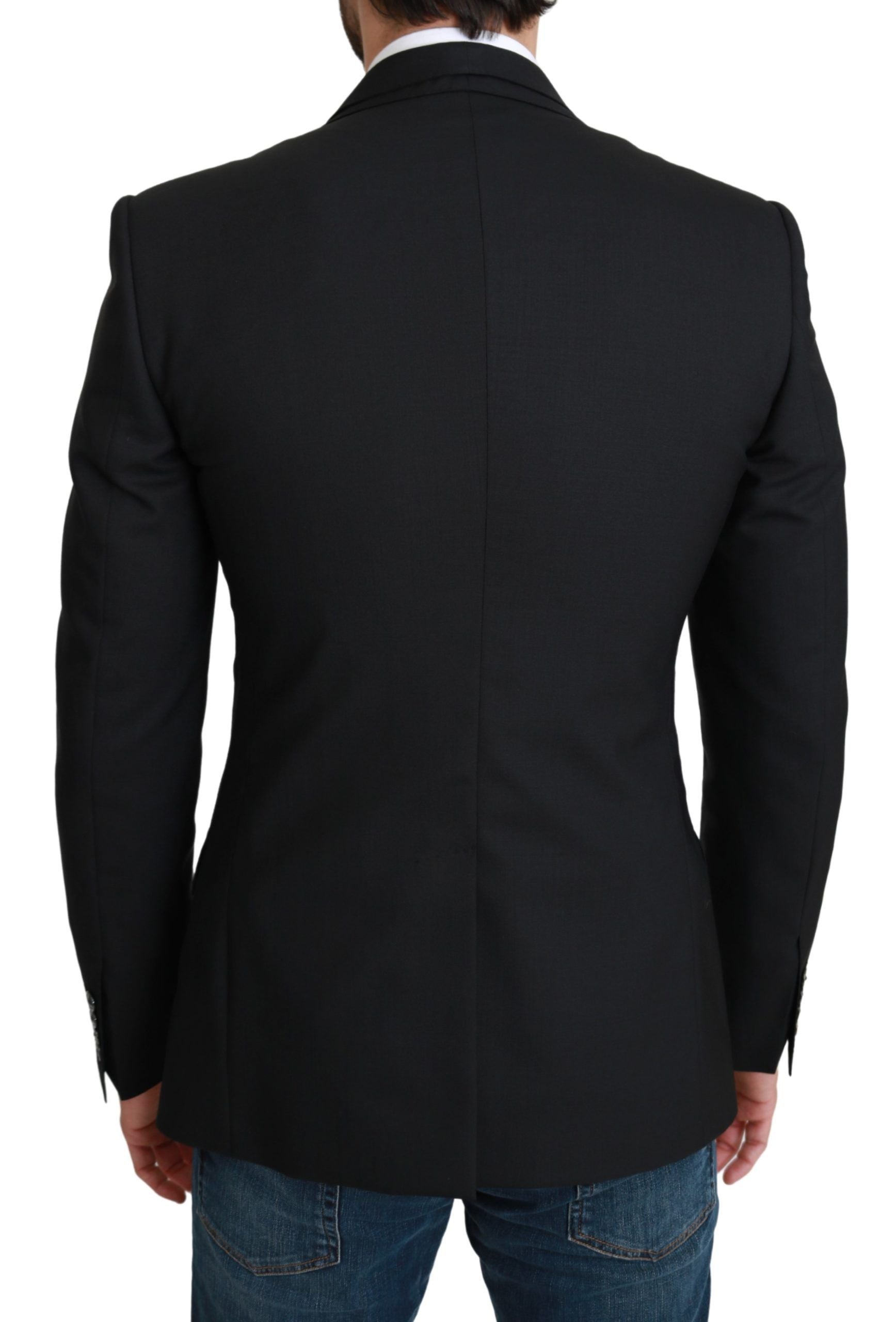 Elegante blazer formal de lana virgen negra