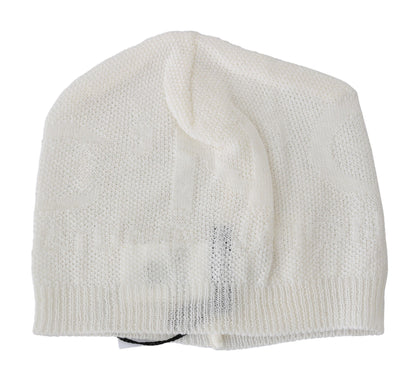 Gorro elegante de mezcla de lana blanca