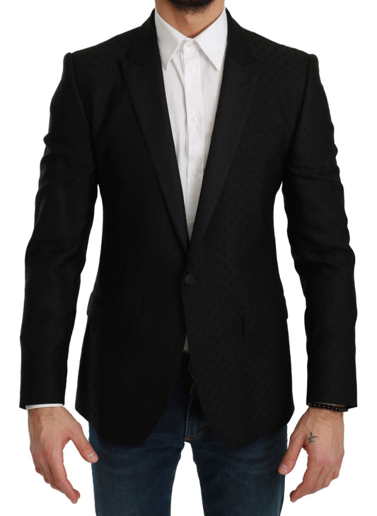 Eleganter schwarzer Blazer aus Wollmischung mit Punkten