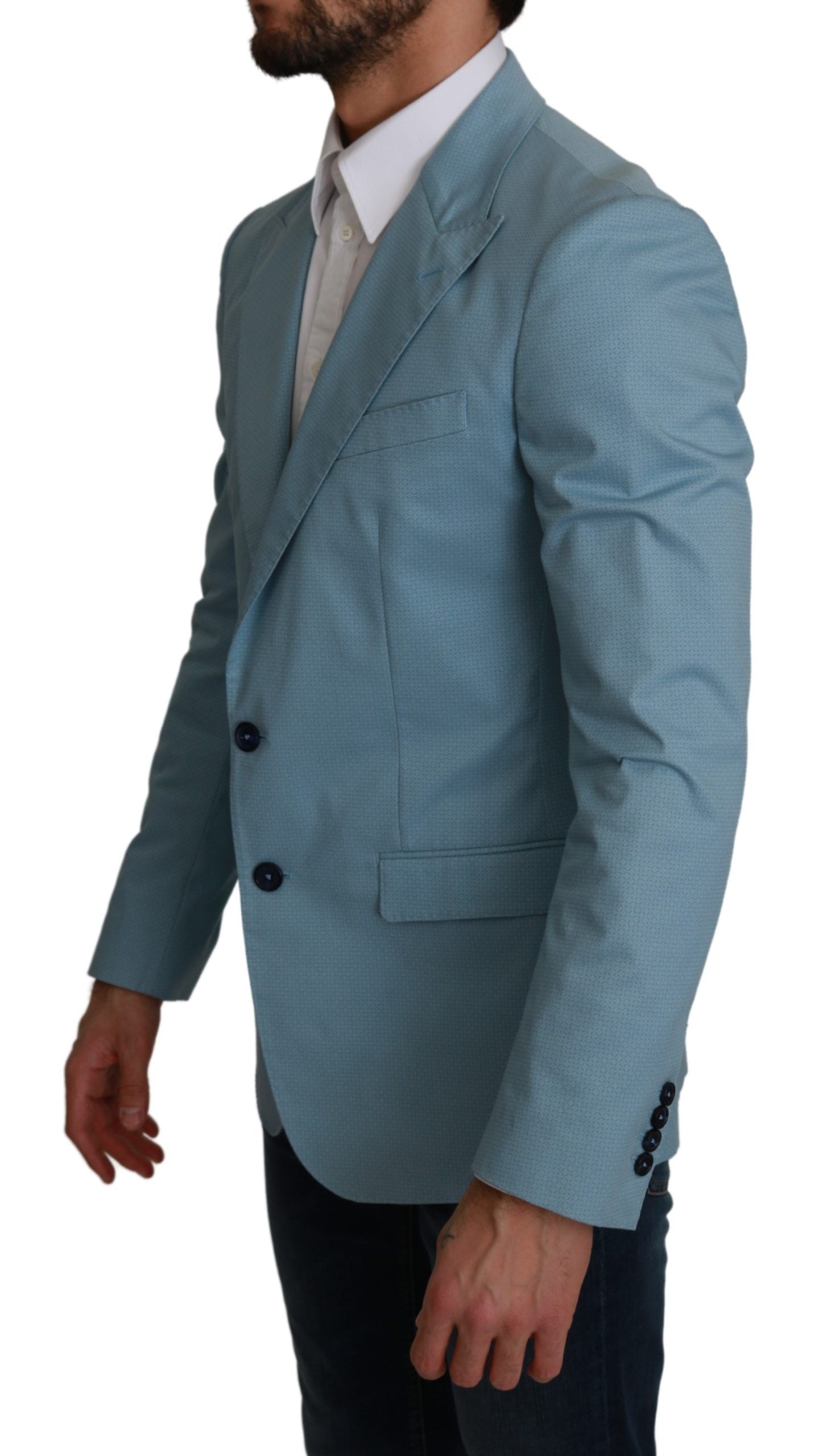 Elegante blazer con estampado de fantasía azul