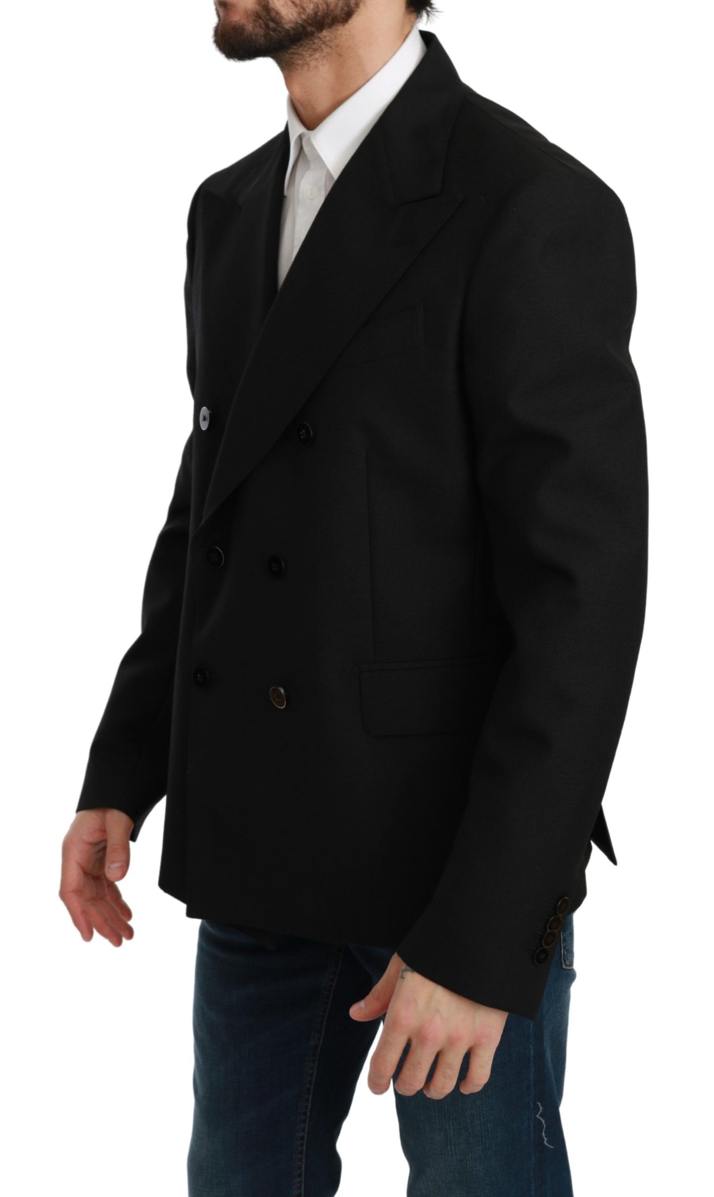 Elegante blazer formal ajustado de color negro