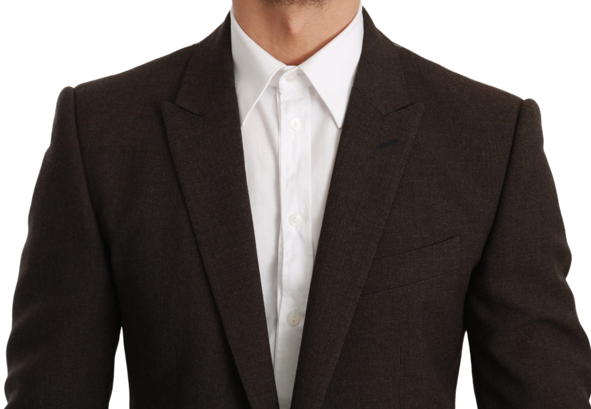 Elegant Brown Virgin Wool Martini Blazer