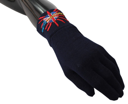 Guantes unisex de lana virgen azul