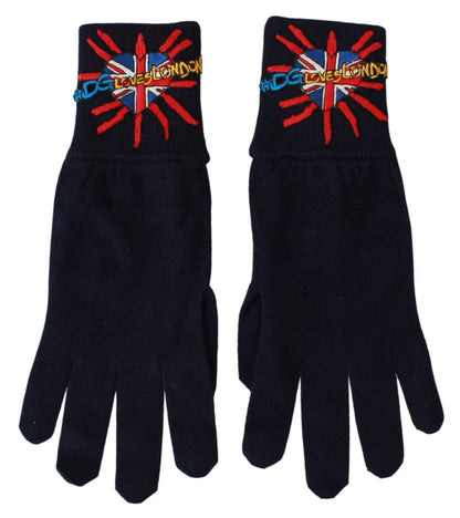 Guantes unisex de lana virgen azul