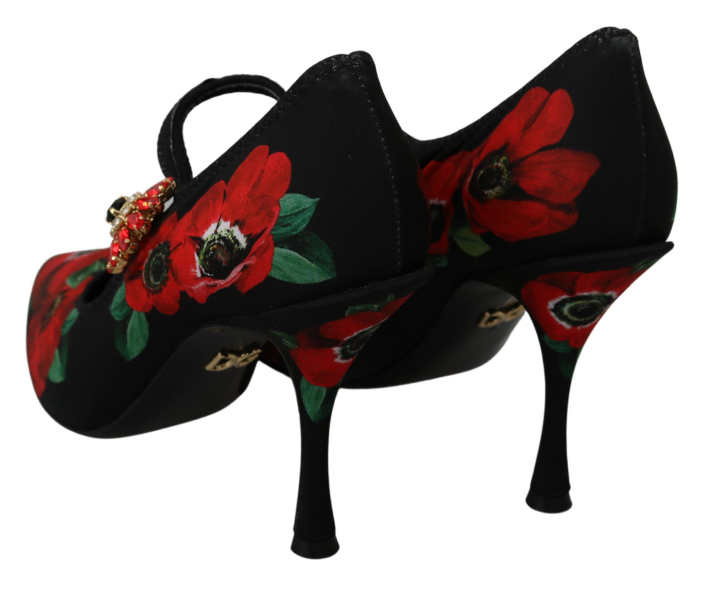 Mary Janes Pumps mit Blumenmuster und Kristalldetail