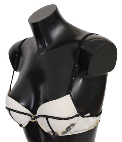 Elegant White Push-Up Bra With Logo Details