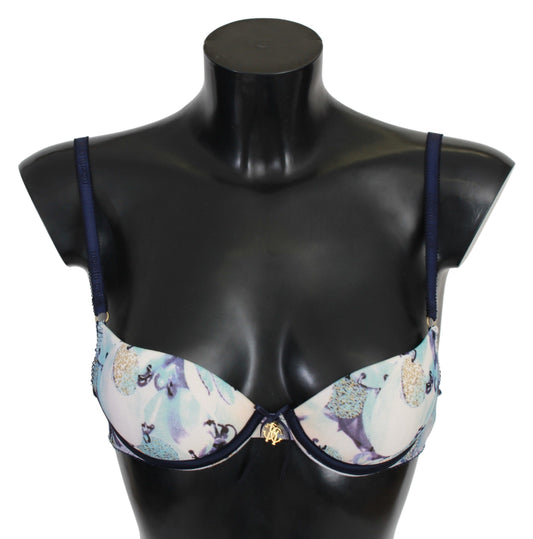 Elegant Push-Up Bra in Blue Print