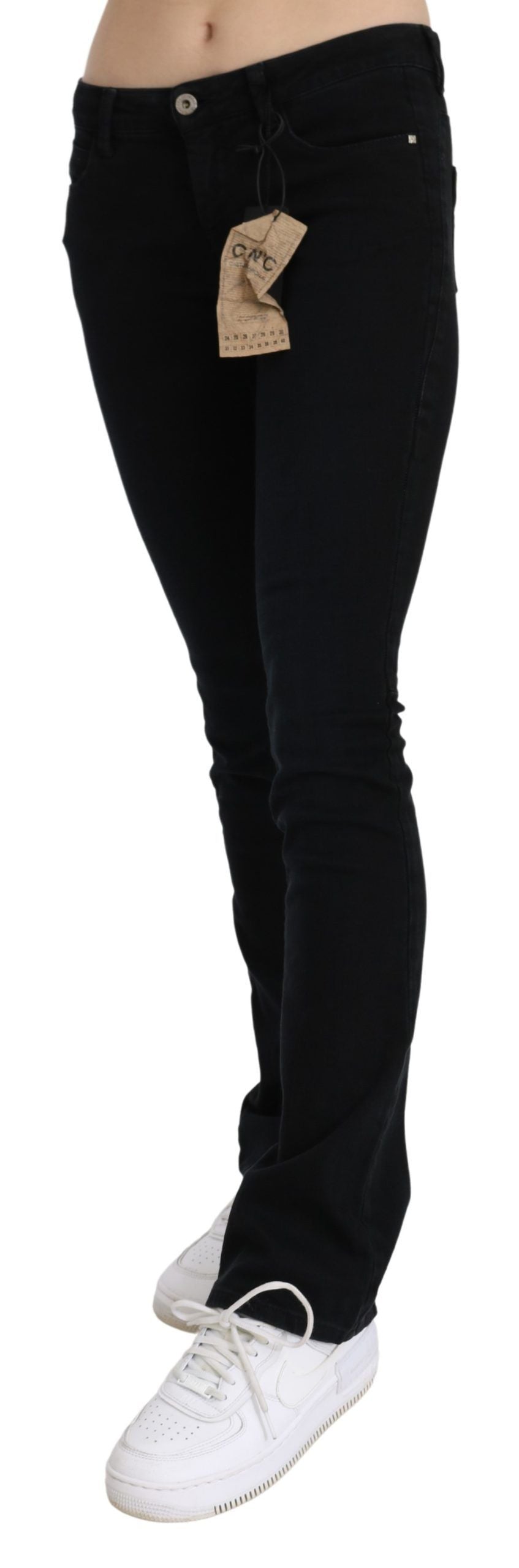 Chic Black Slim Fit Low Waist Denim