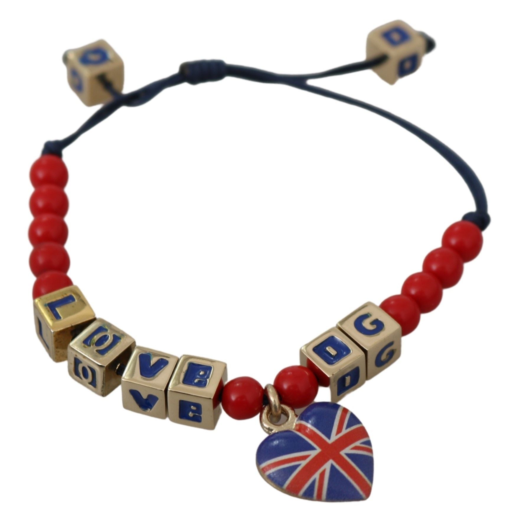 Elegant Blue Red Glass Cotton Blend Bracelet