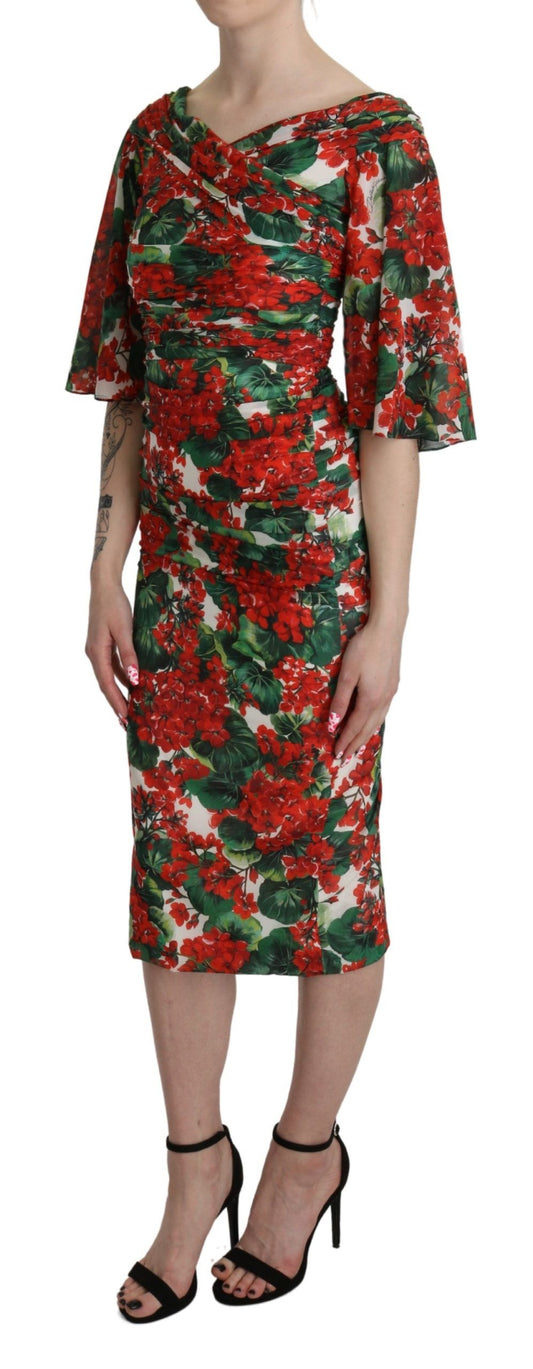 Encantador vestido midi con estampado floral