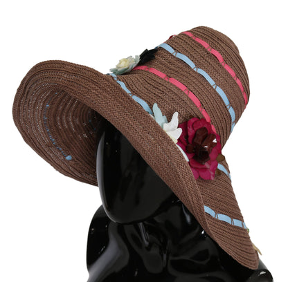 Elegante sombrero de paja flexible con detalles florales