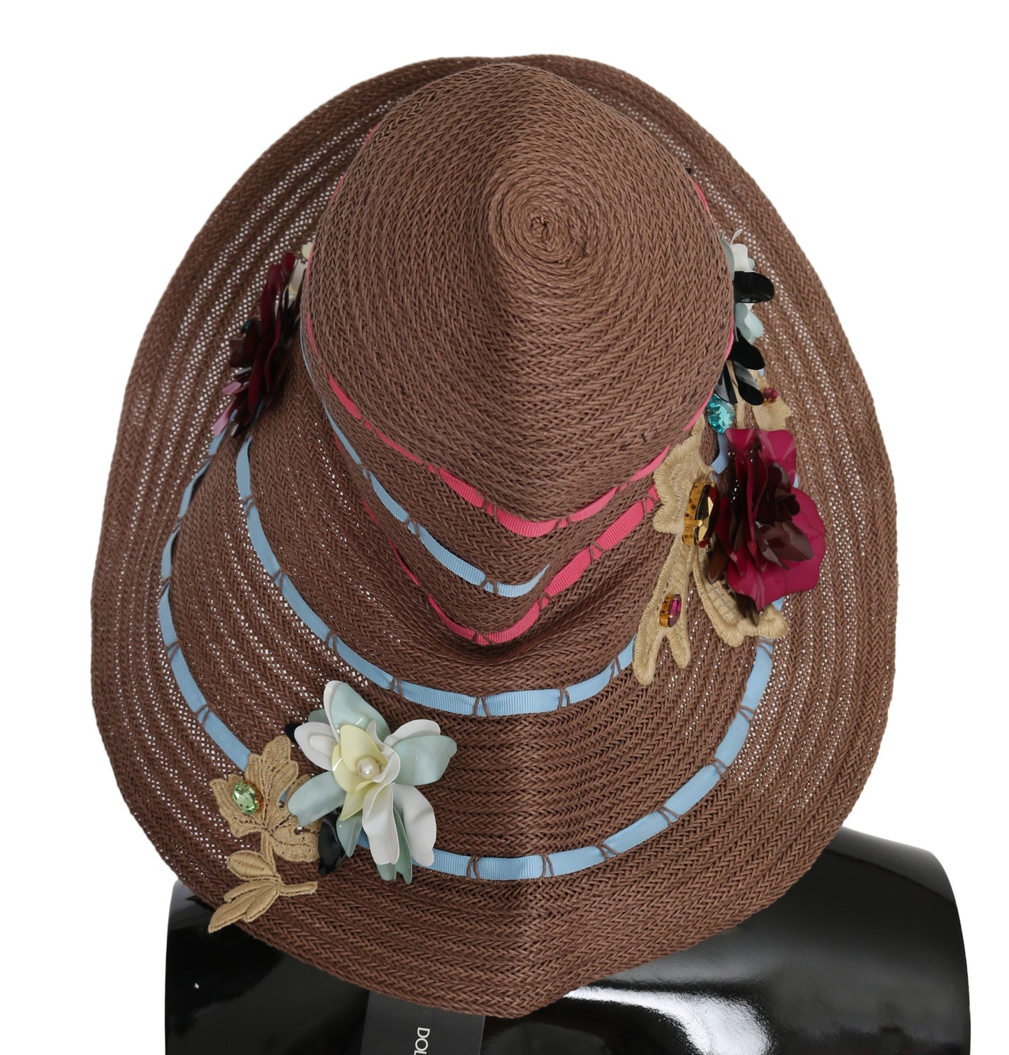 Elegante sombrero de paja flexible con detalles florales