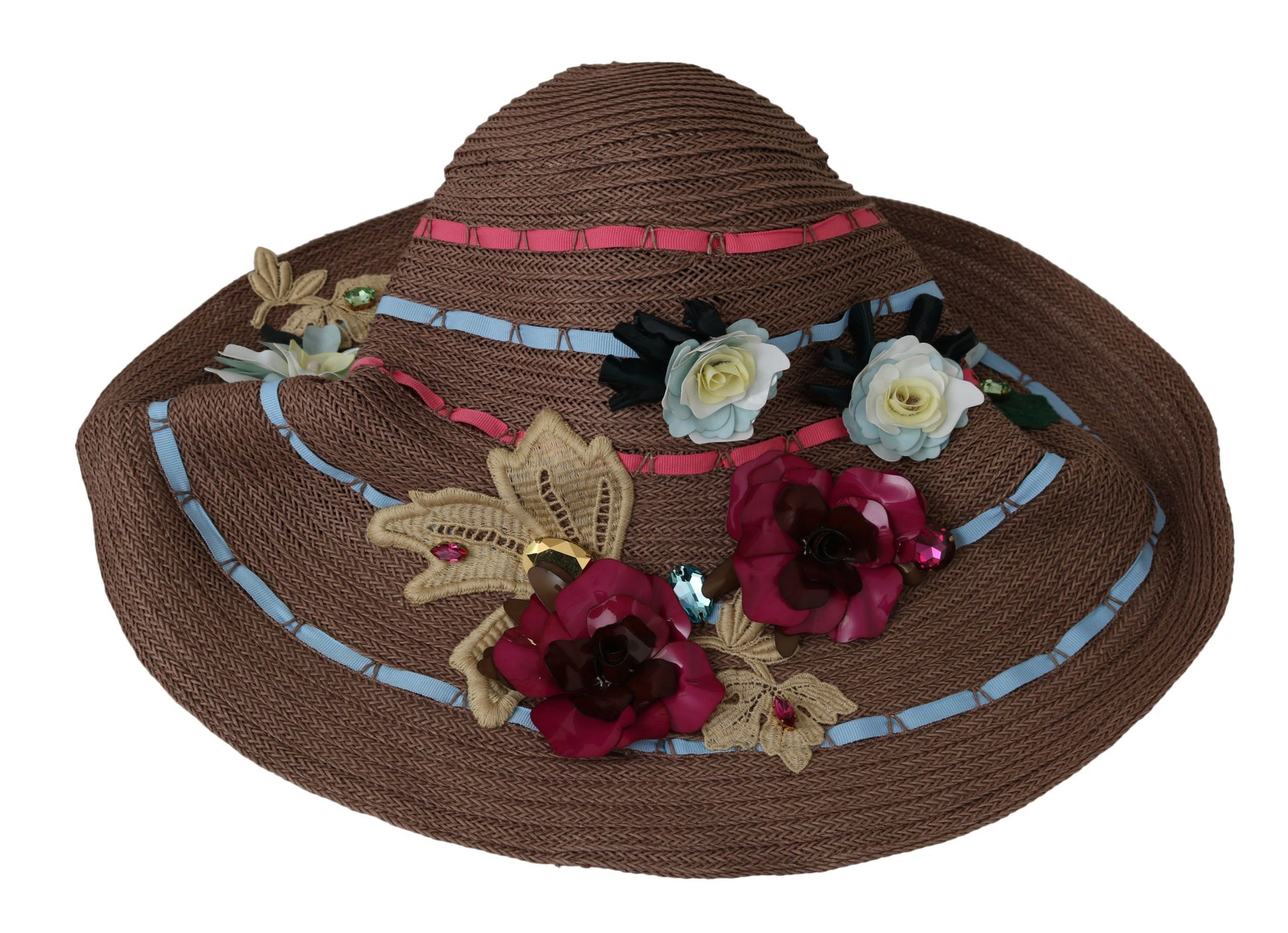 Elegante sombrero de paja flexible con detalles florales