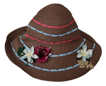 Elegante sombrero de paja flexible con detalles florales