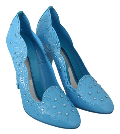 Crystal Embellished Blue Cinderella Pumps