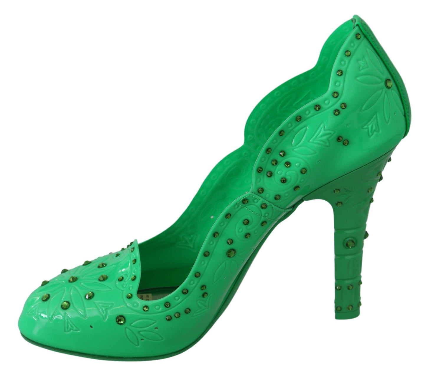 Enchanting Crystal Cinderella Pumps in Lush Green