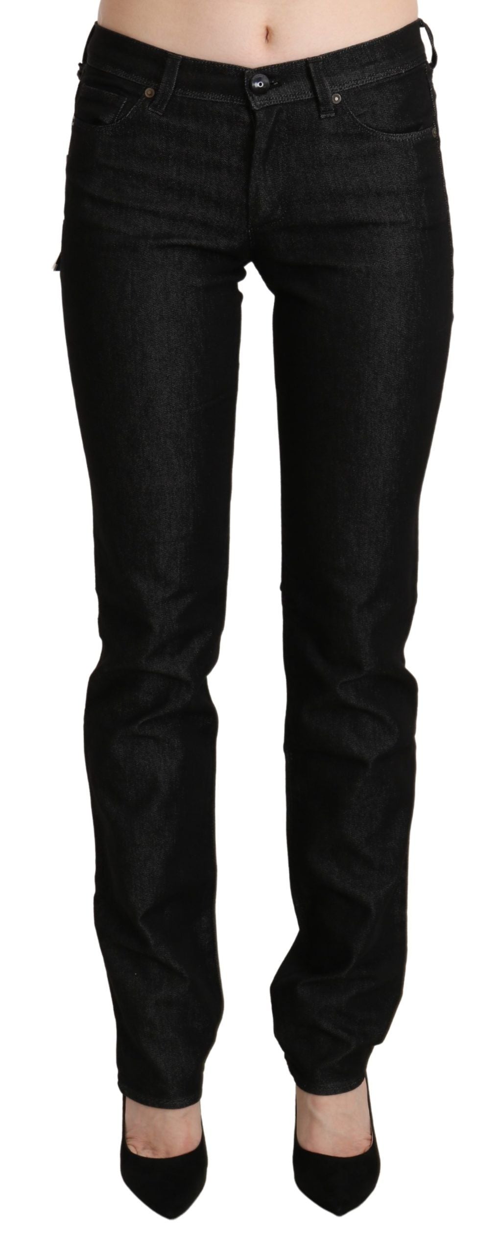 Chic Black Mid Waist Skinny Jeans