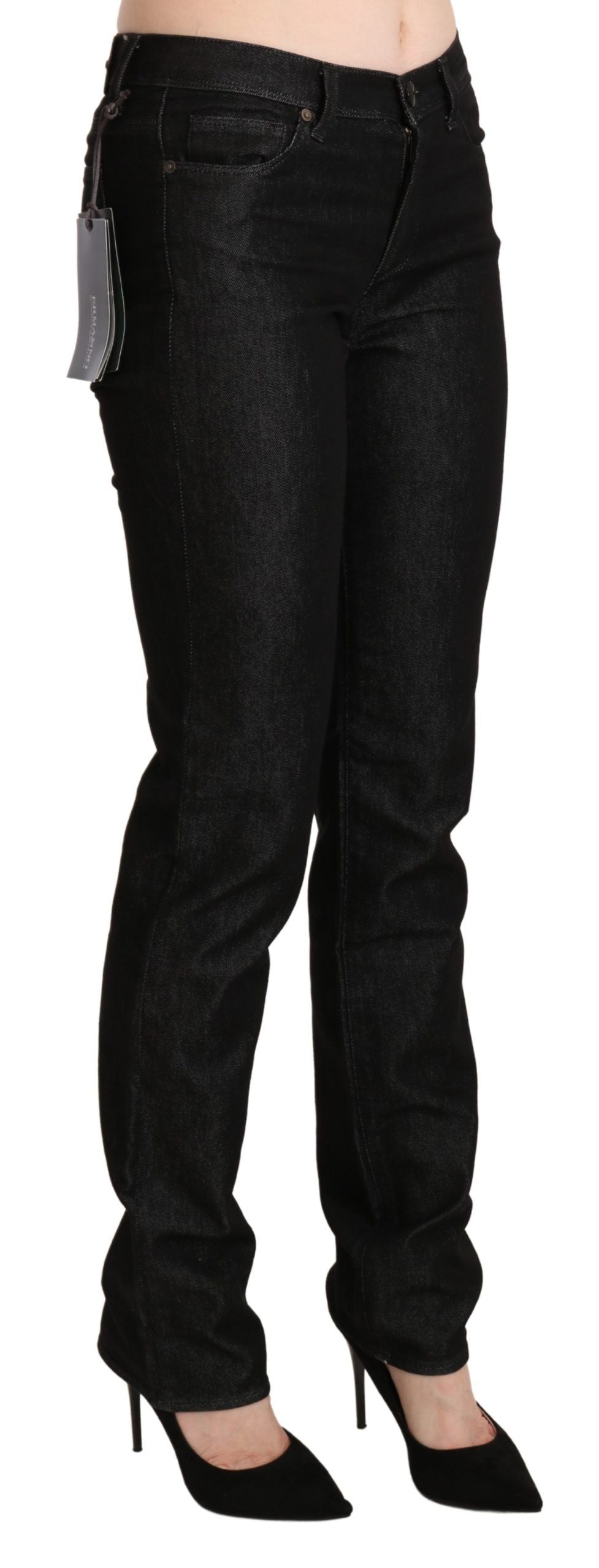 Chic Black Mid Waist Skinny Jeans