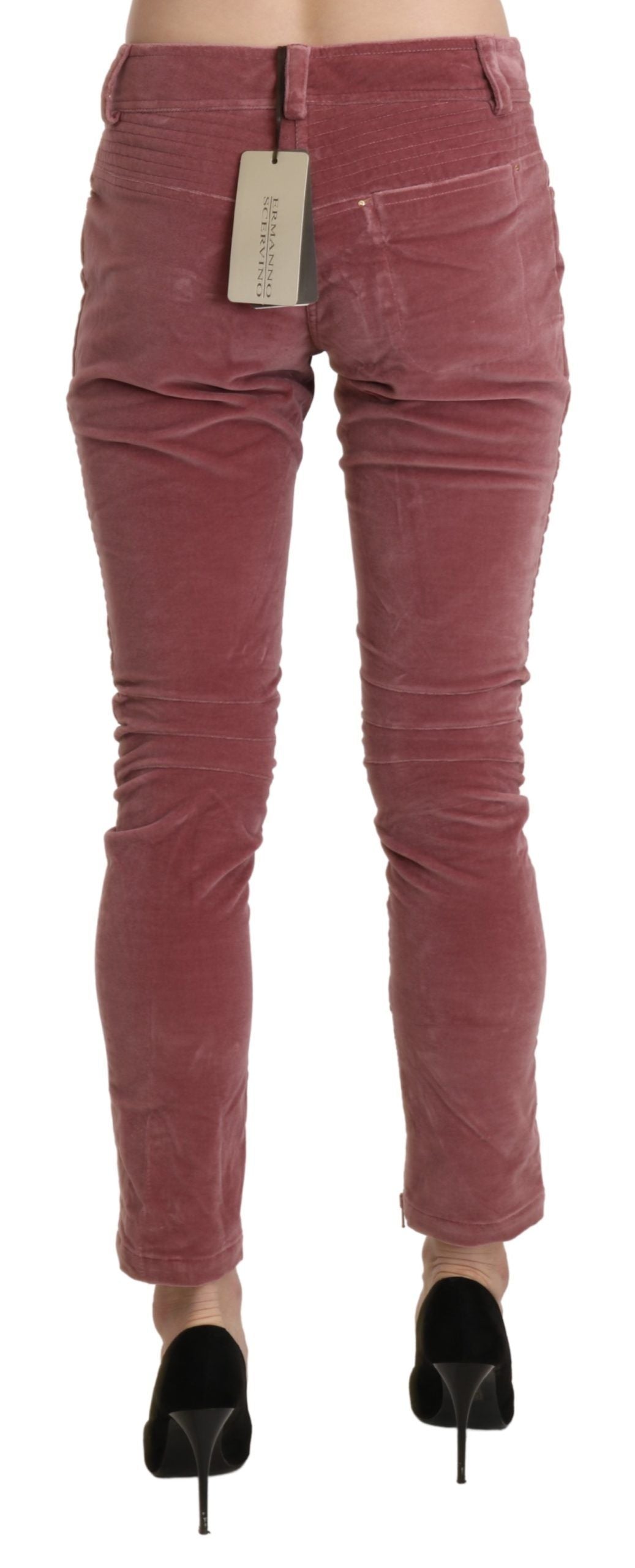 Schicke rote Skinny-Hose mit mittelhohem Bund