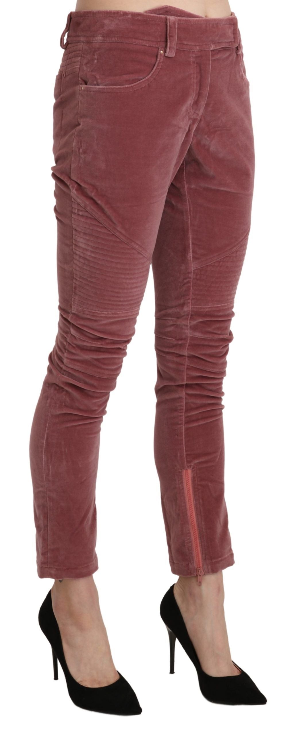 Schicke rote Skinny-Hose mit mittelhohem Bund