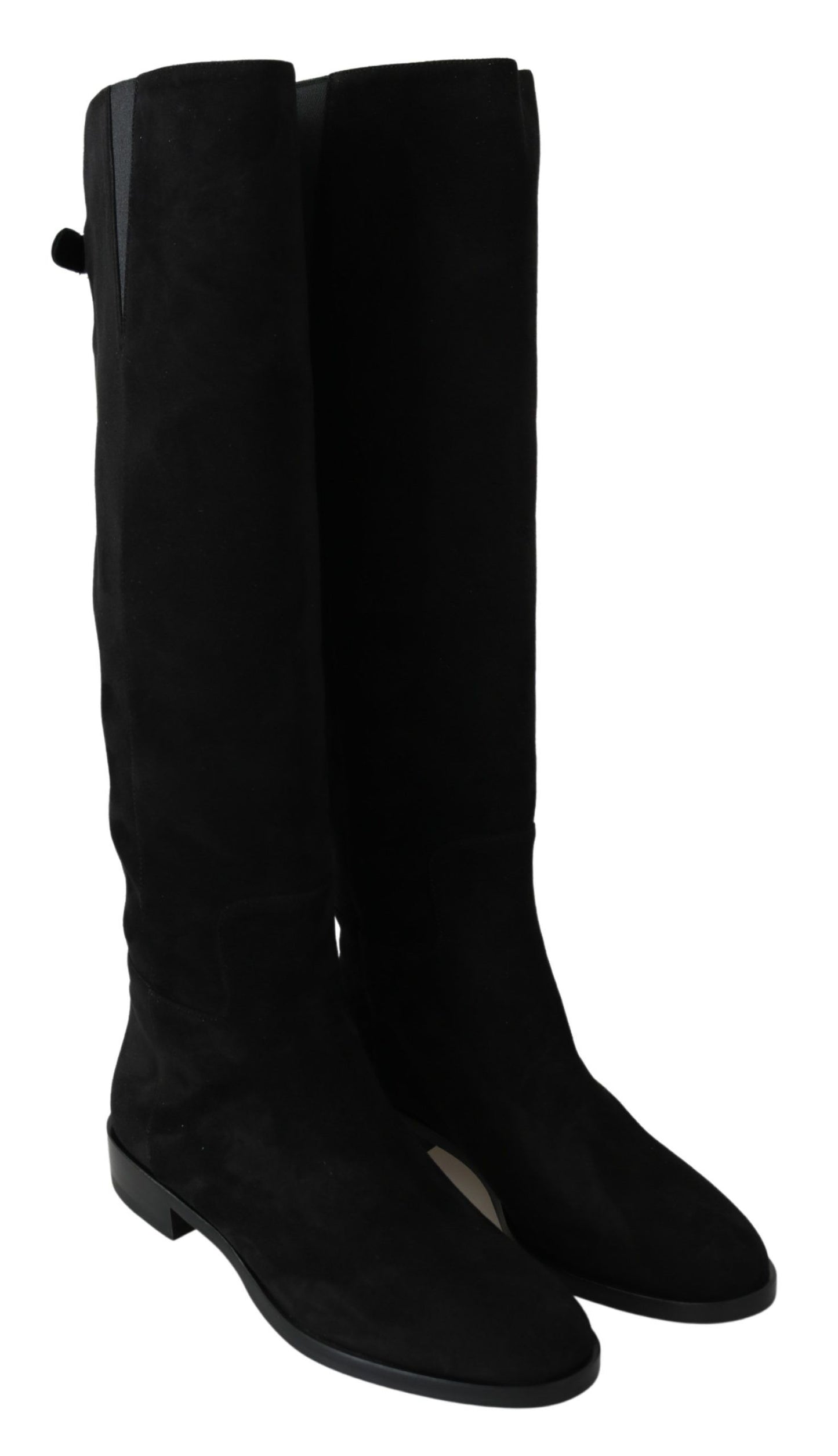 Elegante kniehohe Stiefel aus schwarzem Wildleder