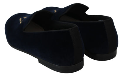 Elegante blaue Loafer mit Stickerei