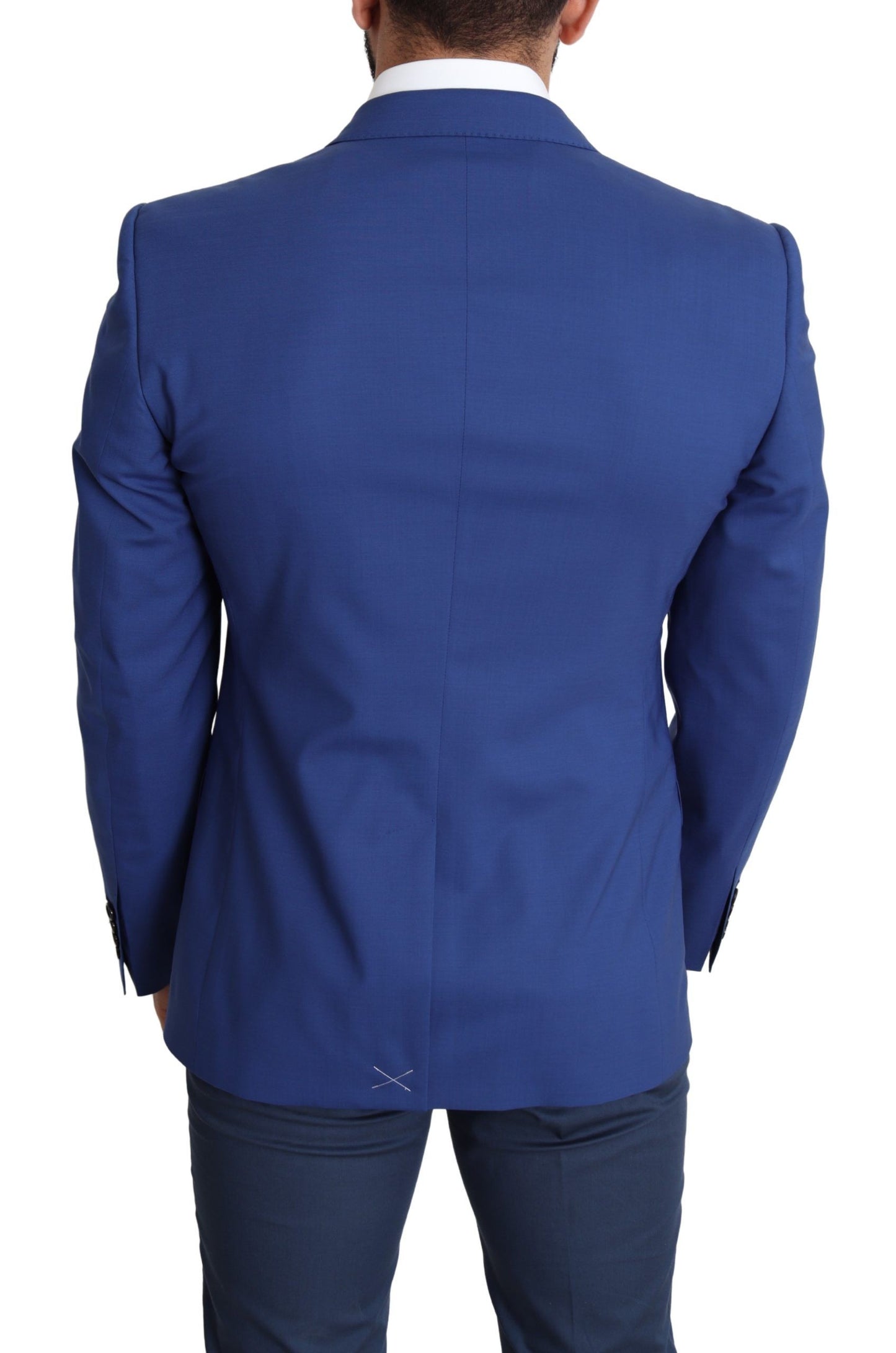 Chaqueta blazer tipo martini de lana azul exquisita