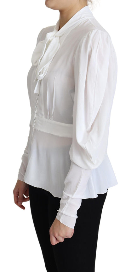 Elegant Snow-White Viscose Blouse