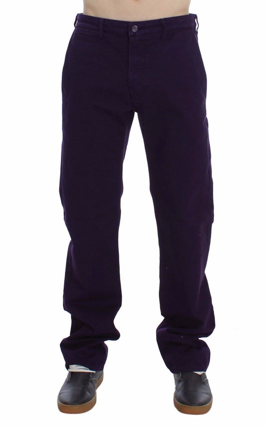 Pantalones chinos ajustados elásticos de algodón morado